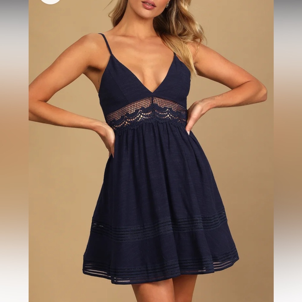 Lulus Start Your Day Off Right Navy Blue Tiered Mini Dress